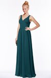 ColsBM Reyna Blue Green Mature Sleeveless Chiffon Floor Length Ruching Bridesmaid Dresses