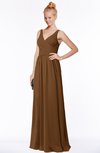 ColsBM Reyna Brown Mature Sleeveless Chiffon Floor Length Ruching Bridesmaid Dresses