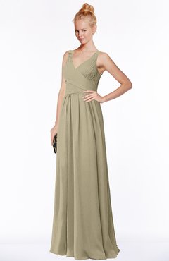 ColsBM Reyna Candied Ginger Mature Sleeveless Chiffon Floor Length Ruching Bridesmaid Dresses