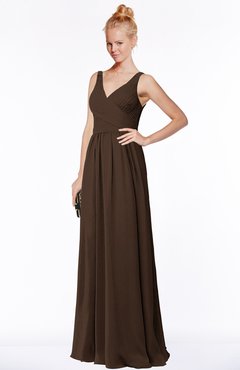 ColsBM Reyna Copper Mature Sleeveless Chiffon Floor Length Ruching Bridesmaid Dresses