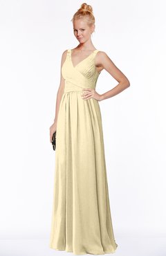 ColsBM Reyna Cornhusk Mature Sleeveless Chiffon Floor Length Ruching Bridesmaid Dresses