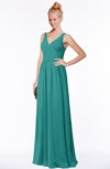 ColsBM Reyna Emerald Green Mature Sleeveless Chiffon Floor Length Ruching Bridesmaid Dresses