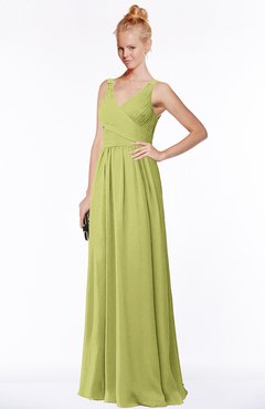 ColsBM Reyna Linden Green Mature Sleeveless Chiffon Floor Length Ruching Bridesmaid Dresses
