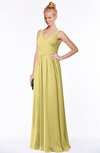 ColsBM Reyna Misted Yellow Mature Sleeveless Chiffon Floor Length Ruching Bridesmaid Dresses