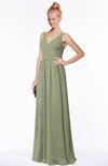ColsBM Reyna Moss Green Mature Sleeveless Chiffon Floor Length Ruching Bridesmaid Dresses