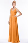 ColsBM Reyna Orange Mature Sleeveless Chiffon Floor Length Ruching Bridesmaid Dresses
