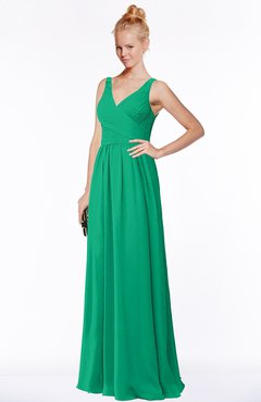 ColsBM Reyna Pepper Green Mature Sleeveless Chiffon Floor Length Ruching Bridesmaid Dresses