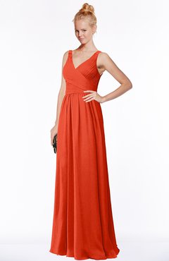 ColsBM Reyna Persimmon Mature Sleeveless Chiffon Floor Length Ruching Bridesmaid Dresses