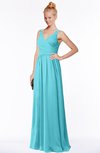 ColsBM Reyna Turquoise Mature Sleeveless Chiffon Floor Length Ruching Bridesmaid Dresses
