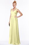 ColsBM Reyna Wax Yellow Mature Sleeveless Chiffon Floor Length Ruching Bridesmaid Dresses