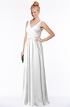 ColsBM Reyna White Mature Sleeveless Chiffon Floor Length Ruching Bridesmaid Dresses