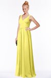 ColsBM Reyna Yellow Iris Mature Sleeveless Chiffon Floor Length Ruching Bridesmaid Dresses