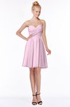 ColsBM Bridget Baby Pink Casual Sleeveless Zip up Chiffon Mini Bridesmaid Dresses