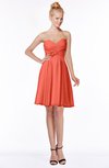 ColsBM Bridget Living Coral Casual Sleeveless Zip up Chiffon Mini Bridesmaid Dresses