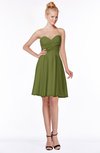 ColsBM Bridget Olive Green Casual Sleeveless Zip up Chiffon Mini Bridesmaid Dresses