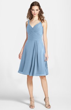 ColsBM Ariadne Dusty Blue Gorgeous A-line Sleeveless Zip up Chiffon Knee Length Bridesmaid Dresses