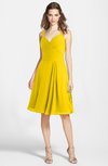 ColsBM Ariadne Yellow Gorgeous A-line Sleeveless Zip up Chiffon Knee Length Bridesmaid Dresses