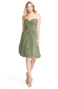 ColsBM Lindy Moss Green Modest A-line Sweetheart Sleeveless Zip up Chiffon Bridesmaid Dresses