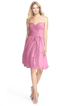 ColsBM Lindy Pink Modest A-line Sweetheart Sleeveless Zip up Chiffon Bridesmaid Dresses