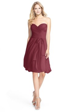 ColsBM Lindy Wine Modest A-line Sweetheart Sleeveless Zip up Chiffon Bridesmaid Dresses