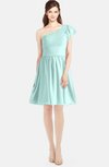 ColsBM Lynn Blue Glass Modest A-line One Shoulder Short Sleeve Chiffon Ruching Bridesmaid Dresses