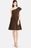 ColsBM Lynn Chocolate Brown Modest A-line One Shoulder Short Sleeve Chiffon Ruching Bridesmaid Dresses
