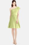 ColsBM Lynn Lime Green Modest A-line One Shoulder Short Sleeve Chiffon Ruching Bridesmaid Dresses