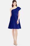ColsBM Lynn Nautical Blue Modest A-line One Shoulder Short Sleeve Chiffon Ruching Bridesmaid Dresses