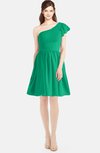 ColsBM Lynn Pepper Green Modest A-line One Shoulder Short Sleeve Chiffon Ruching Bridesmaid Dresses