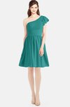 ColsBM Lynn Porcelain Modest A-line One Shoulder Short Sleeve Chiffon Ruching Bridesmaid Dresses