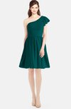 ColsBM Lynn Shaded Spruce Modest A-line One Shoulder Short Sleeve Chiffon Ruching Bridesmaid Dresses