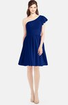 ColsBM Lynn Sodalite Blue Modest A-line One Shoulder Short Sleeve Chiffon Ruching Bridesmaid Dresses