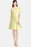 ColsBM Lynn Wax Yellow Modest A-line One Shoulder Short Sleeve Chiffon Ruching Bridesmaid Dresses