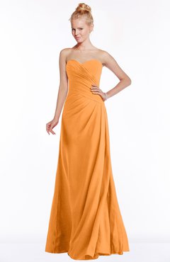 ColsBM Juniper Orange Modest A-line Sweetheart Sleeveless Ruching Bridesmaid Dresses