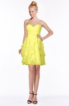 ColsBM Carmen Pale Yellow Princess Fit-n-Flare Zip up Chiffon Ruching Bridesmaid Dresses