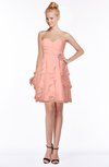 ColsBM Carmen Peach Princess Fit-n-Flare Zip up Chiffon Ruching Bridesmaid Dresses