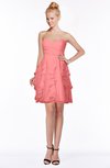 ColsBM Carmen Shell Pink Princess Fit-n-Flare Zip up Chiffon Ruching Bridesmaid Dresses