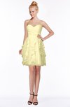 ColsBM Carmen Soft Yellow Princess Fit-n-Flare Zip up Chiffon Ruching Bridesmaid Dresses