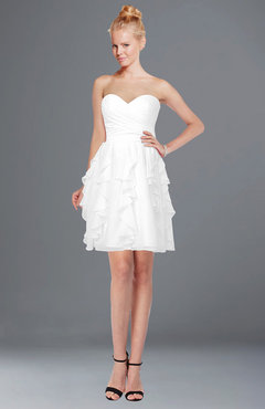 ColsBM Carmen White Princess Fit-n-Flare Zip up Chiffon Ruching Bridesmaid Dresses