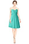 ColsBM Jaelyn Blue Turquoise Casual Fit-n-Flare Sweetheart Sleeveless Knee Length Ruching Bridesmaid Dresses