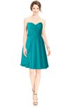 ColsBM Jaelyn Peacock Blue Casual Fit-n-Flare Sweetheart Sleeveless Knee Length Ruching Bridesmaid Dresses
