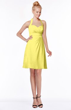 ColsBM Charlee Yellow Iris Hippie A-line Halter Sleeveless Knee Length Bridesmaid Dresses