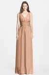 ColsBM Jazmine Almost Apricot Gorgeous A-line V-neck Sleeveless Floor Length Ruching Bridesmaid Dresses