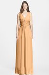 ColsBM Jazmine Apricot Gorgeous A-line V-neck Sleeveless Floor Length Ruching Bridesmaid Dresses