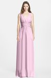 ColsBM Jazmine Baby Pink Gorgeous A-line V-neck Sleeveless Floor Length Ruching Bridesmaid Dresses