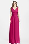 ColsBM Jazmine Beetroot Purple Gorgeous A-line V-neck Sleeveless Floor Length Ruching Bridesmaid Dresses