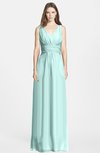 ColsBM Jazmine Blue Glass Gorgeous A-line V-neck Sleeveless Floor Length Ruching Bridesmaid Dresses