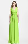 ColsBM Jazmine Bright Green Gorgeous A-line V-neck Sleeveless Floor Length Ruching Bridesmaid Dresses