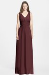 ColsBM Jazmine Burgundy Gorgeous A-line V-neck Sleeveless Floor Length Ruching Bridesmaid Dresses