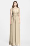 ColsBM Jazmine Champagne Gorgeous A-line V-neck Sleeveless Floor Length Ruching Bridesmaid Dresses